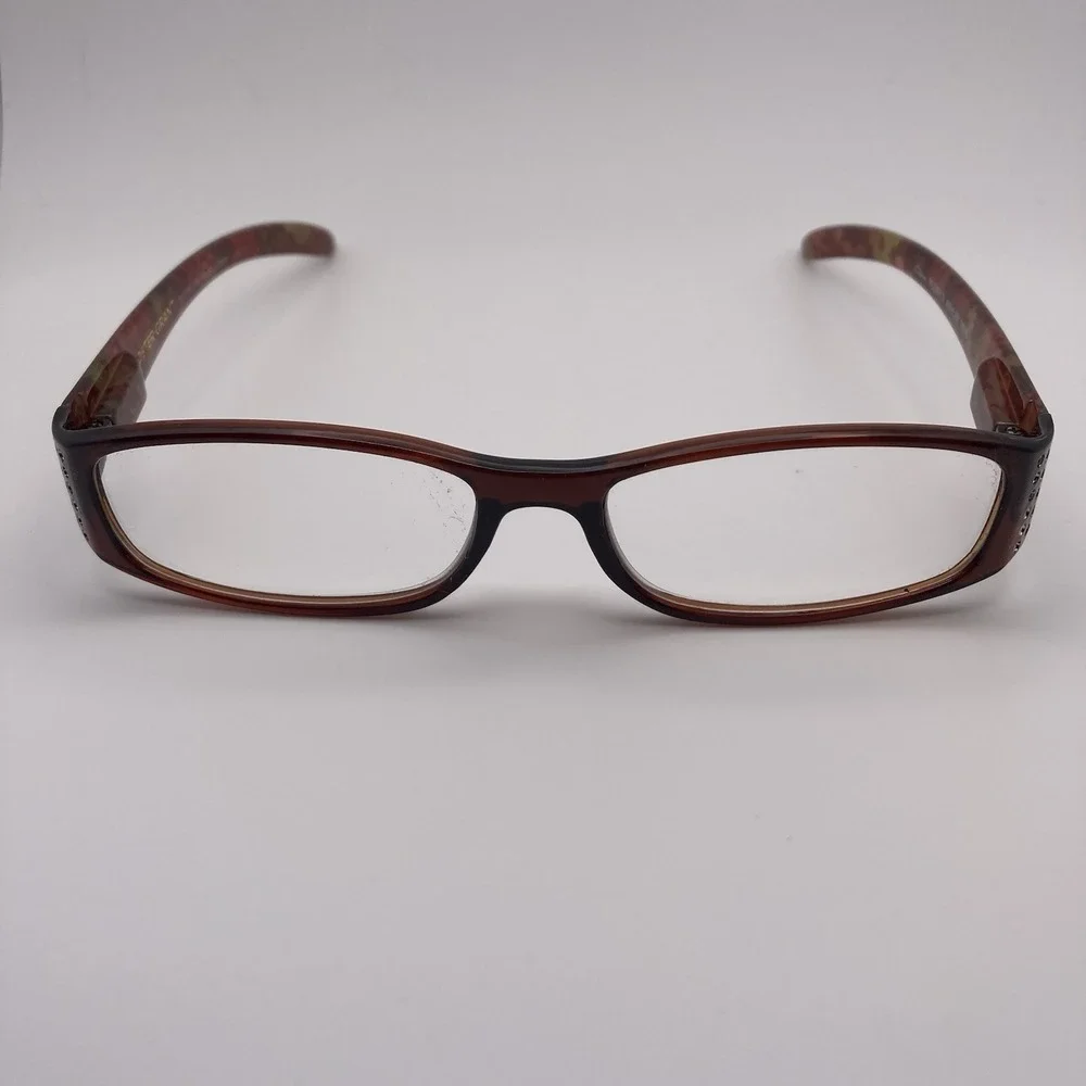 Foster Grant‎ Brn Floral Jeweled Reading Glasses Frames ASHLEY BRN 54/16-129